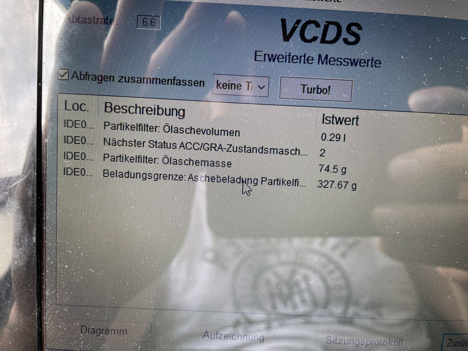 Mit VCDS DPF auslesen, welche Werte sind das?