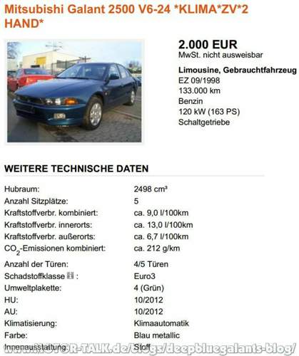 So war der Wagen auf mobile inseriert
