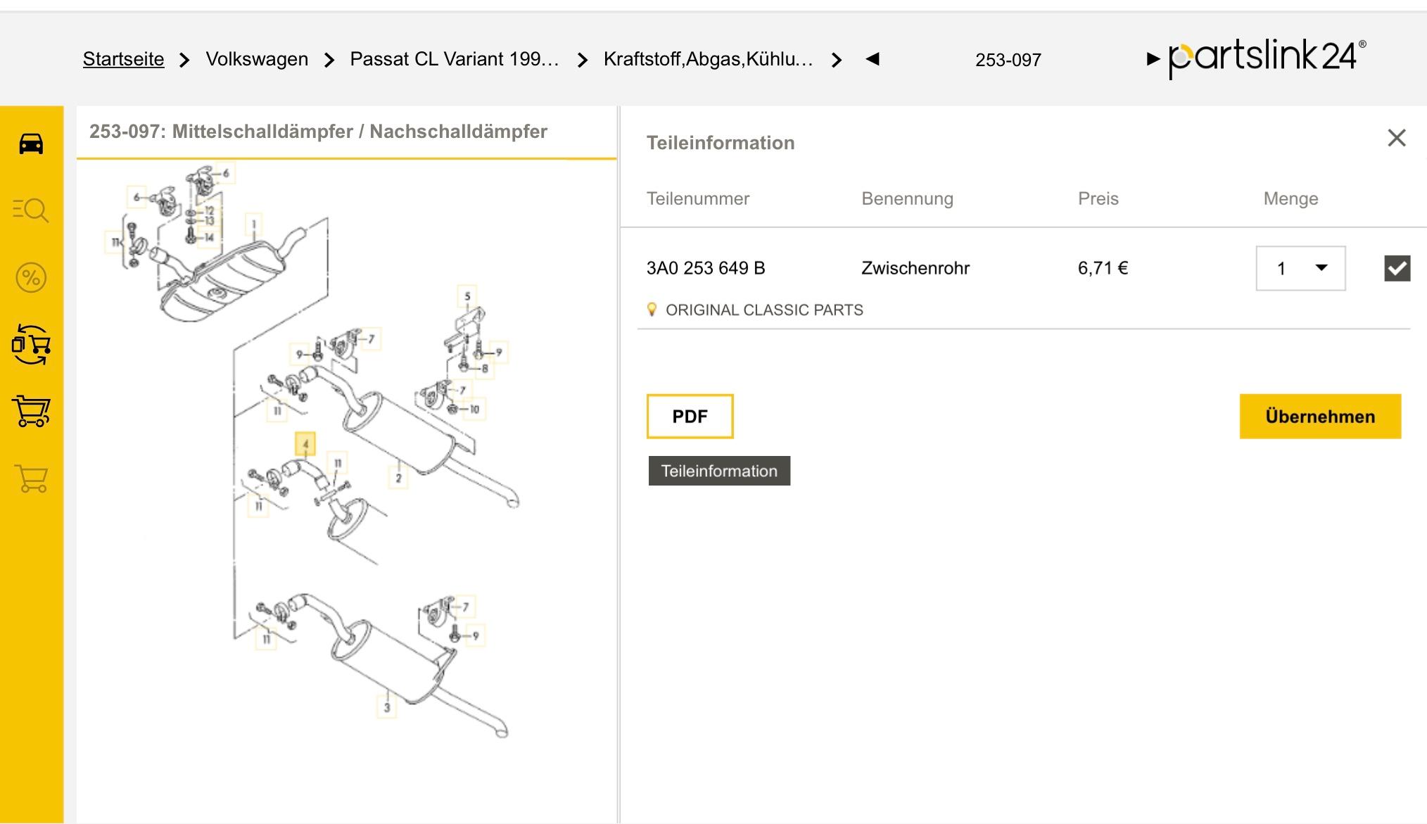 MKB: RP, Abgasanlage, Verbindungsbogen über der HA