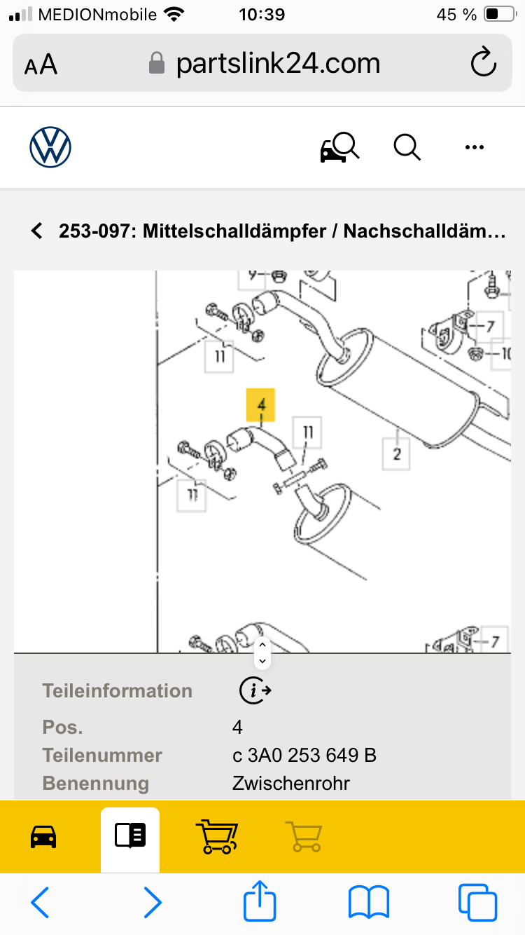 MKB: RP, Abgasanlage, Verbindungsbogen über der HA