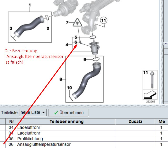 MKL an - Ansauglufttemperatursensor und Luftmassenmesser