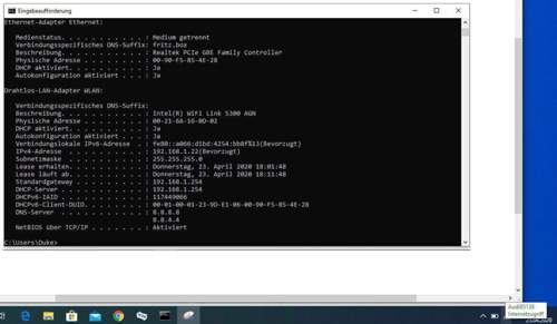 DHCP-Daten des AUDI-WLAN