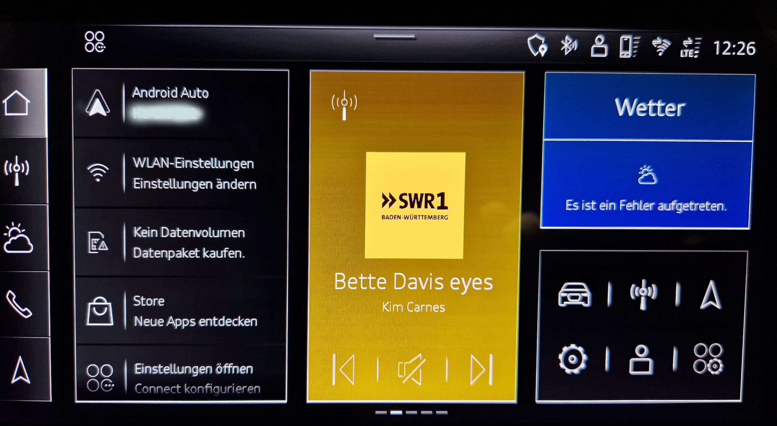 MMI Startbildschirm zeigt keine Wetterdaten an.