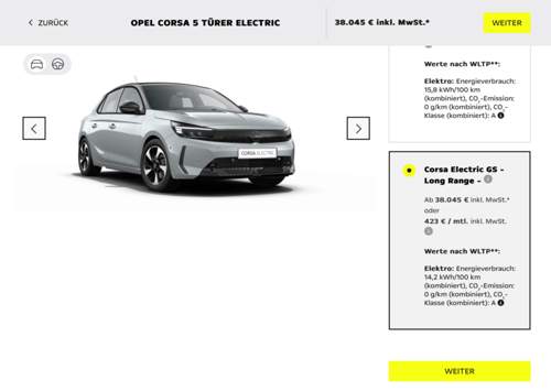 Corsa Konfigurator