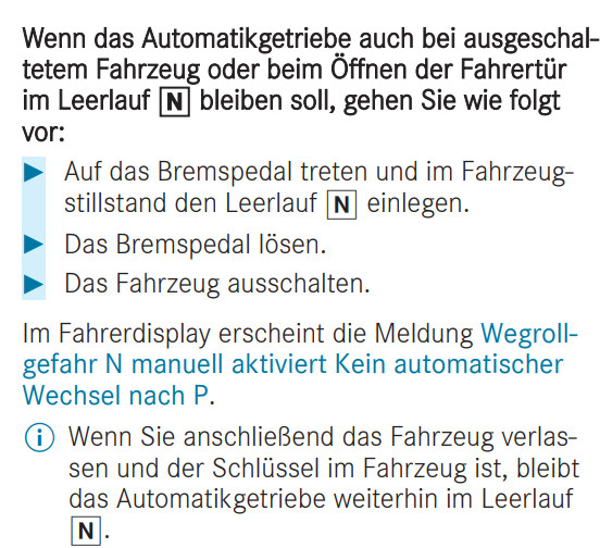 MOPF W177 Neutralstellung Getriebe