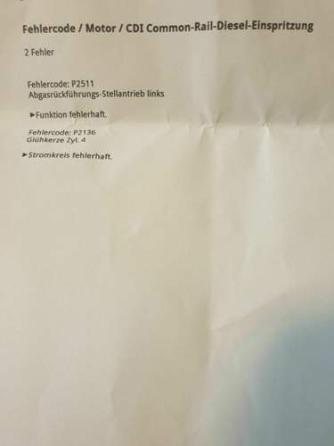 Fehler auslesung der werkstatt