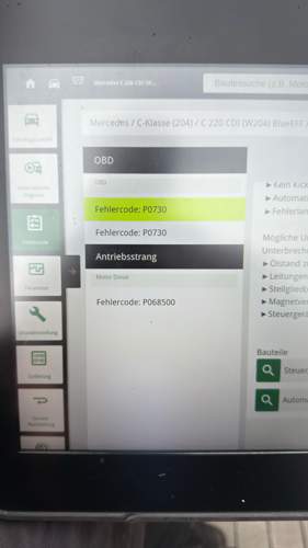Fehlerliste im Scanner
