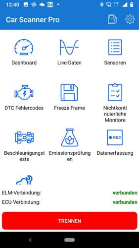 App Oberfläche Opel Corsa