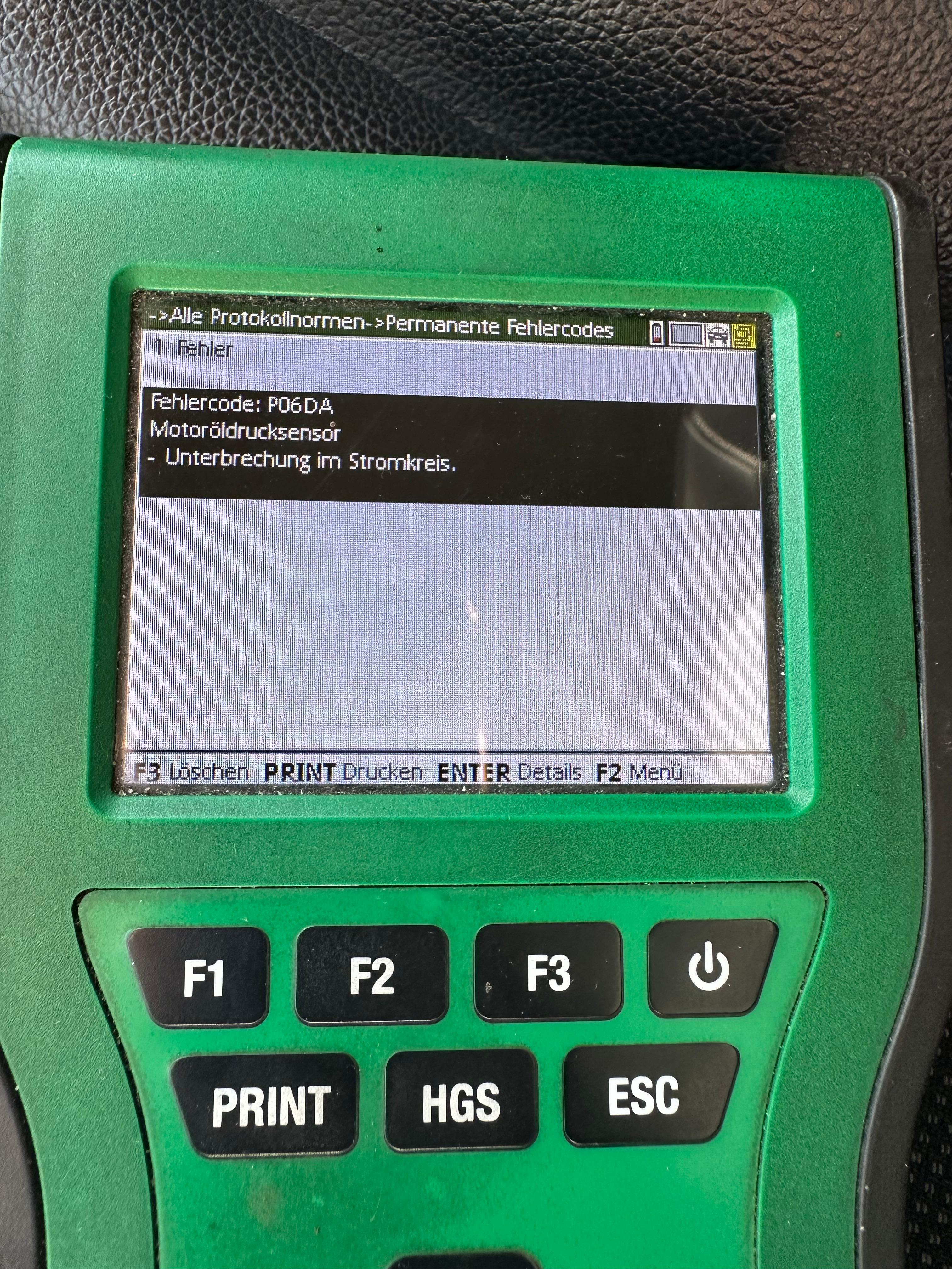 Motorkontrollleuchte - Öldrucksensor Unterbrechung im Stromkreis