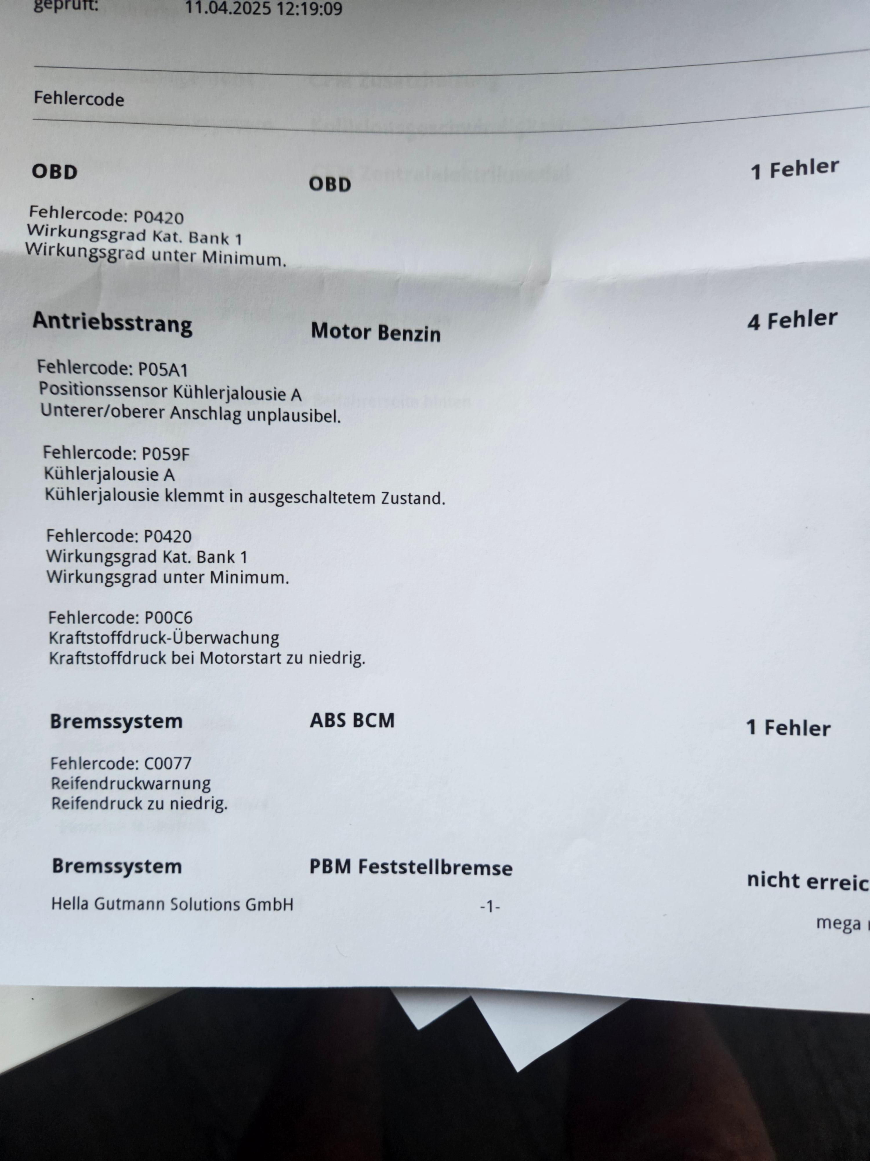Motorleuchte beim Volvo V40 Baujahr 2018 T3