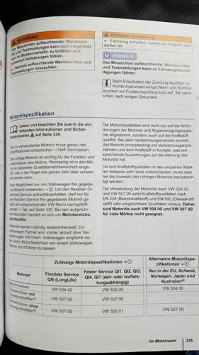 Handbuch-motoroelspezifikation