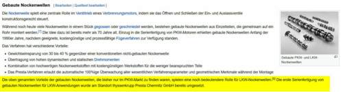 PRESTA-Nockenwellen