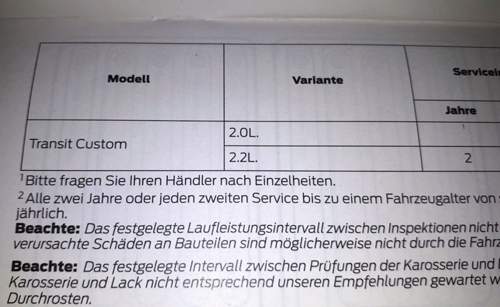 Serviceheft-fussnote