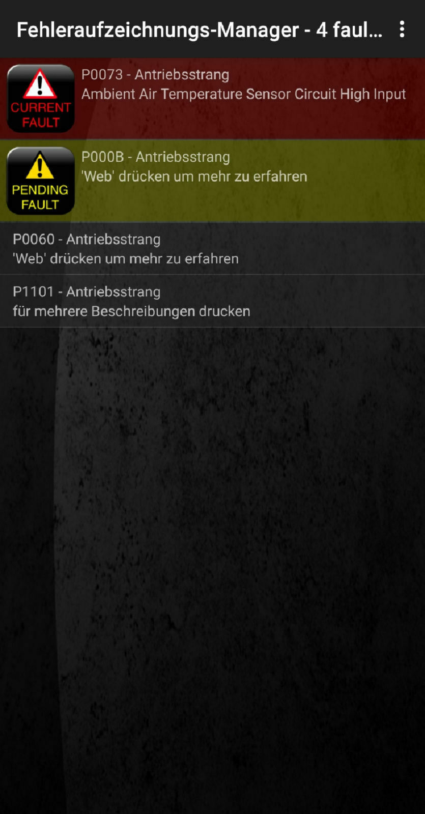 Motorstörung, keine Leistung