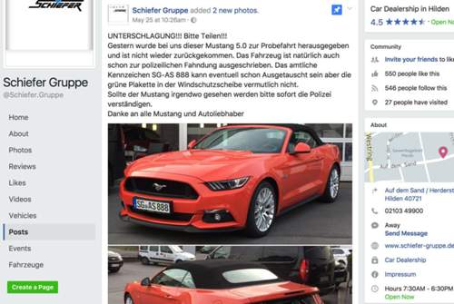 Tausendfach geteilt, Hunderte berichten von ihren Mustang-Sichtungen. Doch das Auto bleibt verschwunden