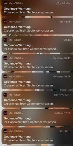 Honda Jazz 4 GR My Honda+ App Nachrichte