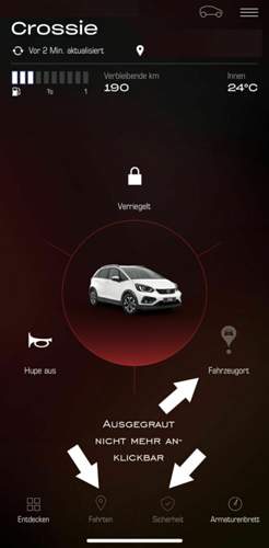 Honda Jazz 4 GR My Honda+ App ausgegraut