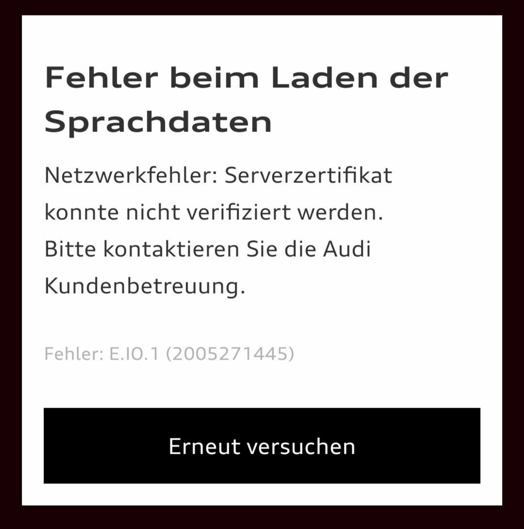 MyAudi App unbrauchbar