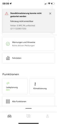 Fahrzeug nicht erreichbar
