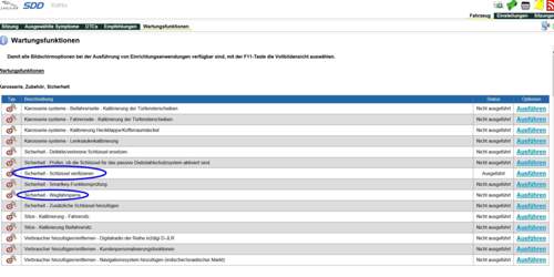 Wartungsfunktionen