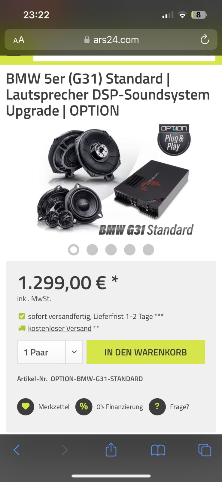 Nachrüstung Standard Audio System mit Hochtöner