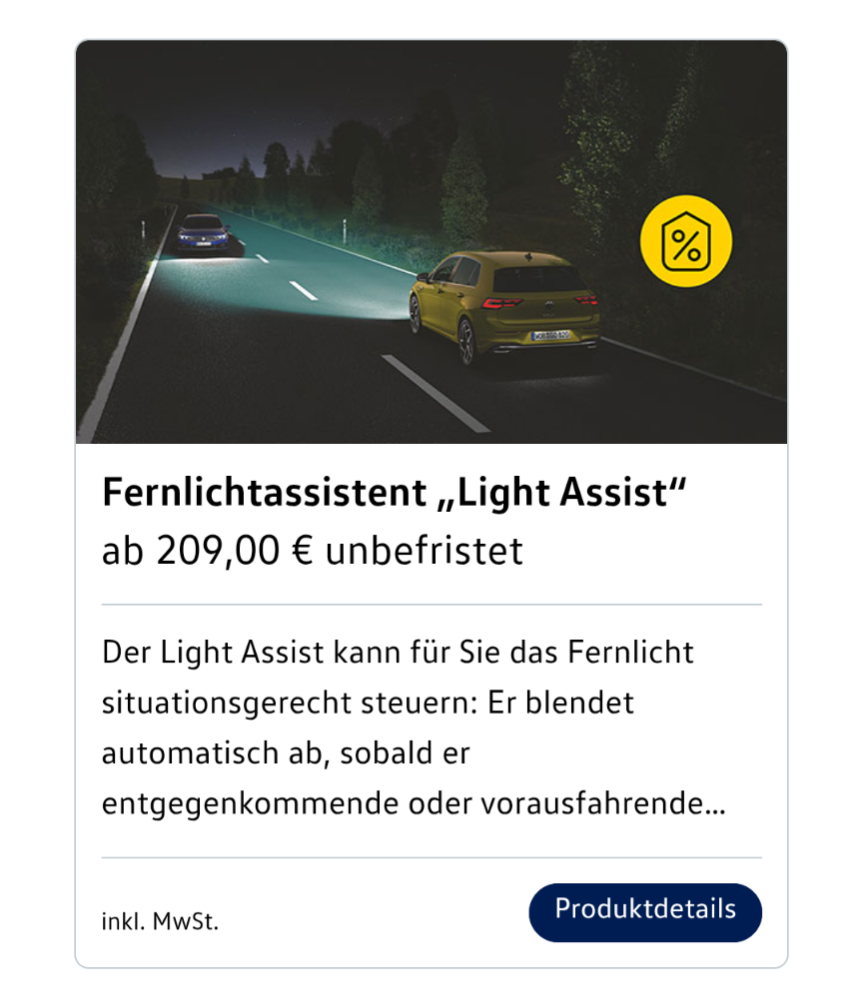 Navi (Freischaltung über den Volkswagen Connect Shop) zum reduzierten Preis verfügbar