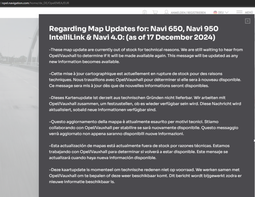 Opel Navigation Update Meldung