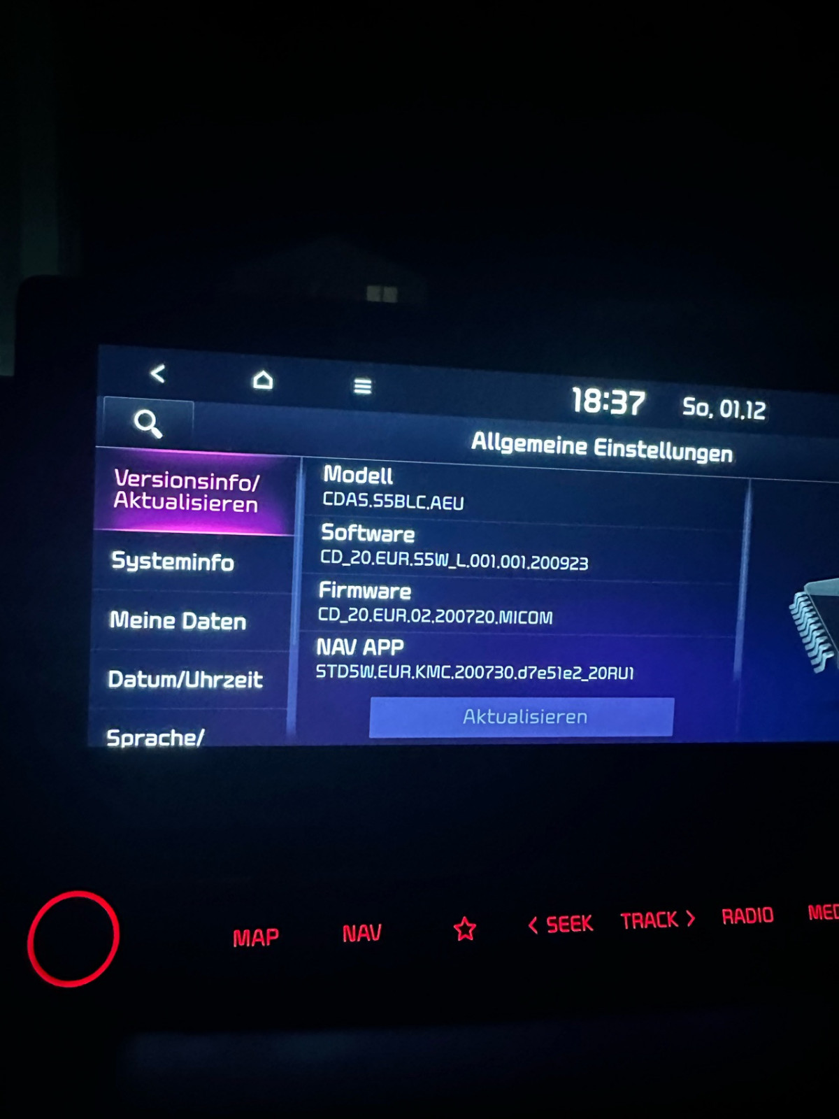 Navi Update wird nicht richtig angezeigt.