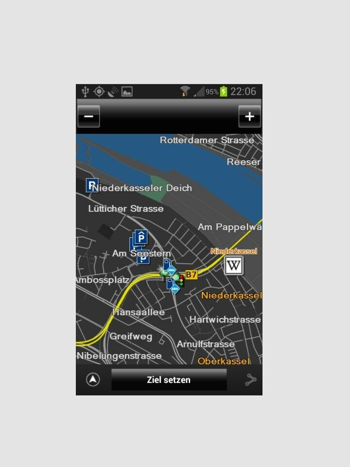 Navigation mit Navigon 4.8.0 für Android auf dem Samsung Galaxy SII im TT