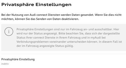 Privatsphäre Einstellung