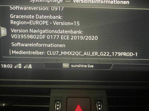Softwareversion und Navigation Audi SQ5