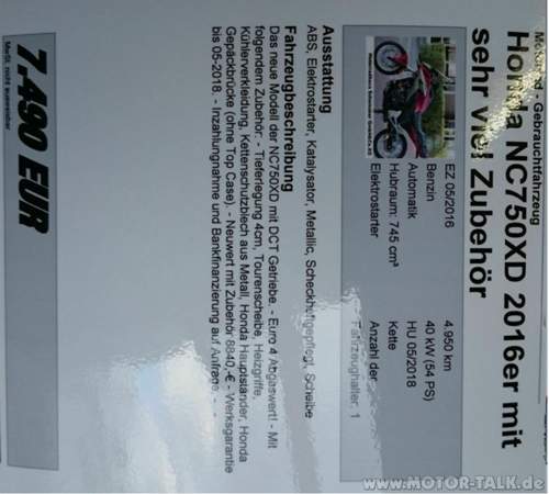 Angebot NC 750 X