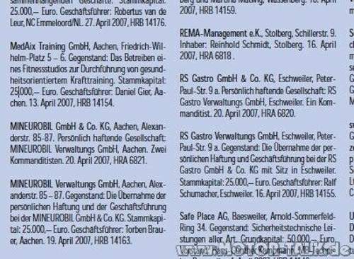 Eintragungen