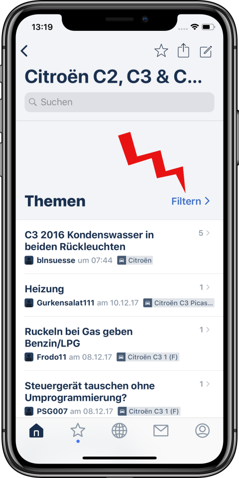 Neue Filterfunktion in der MT-App! So findet Ihr Themen zu Eurem Fahrzeug schneller