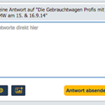 Das @-Symbol ist an prominenter Stelle in Schnellantwort-Editor zu finden.