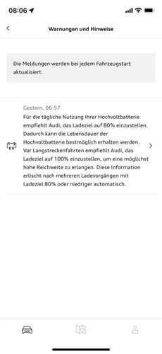 MyAudi Warnung