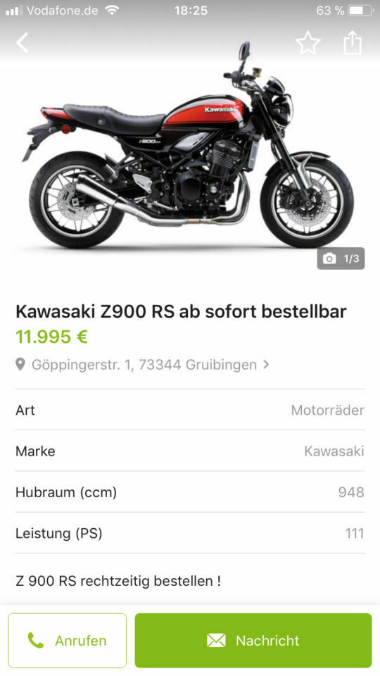 Neue Z 900 RS Baujahr 2018