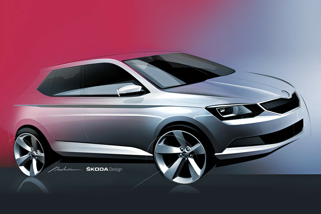 Eine erste Skizze: So ähnlich soll der Skoda Fabia 3 aussehen