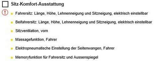 Sitz-komfort-ausstattung