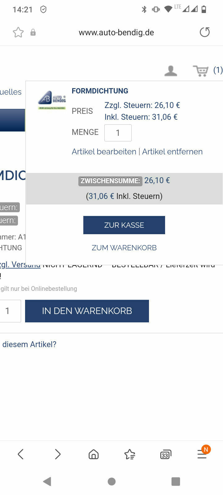 Neues Fahrzeug, Ersatzteil nicht lieferbar WTF