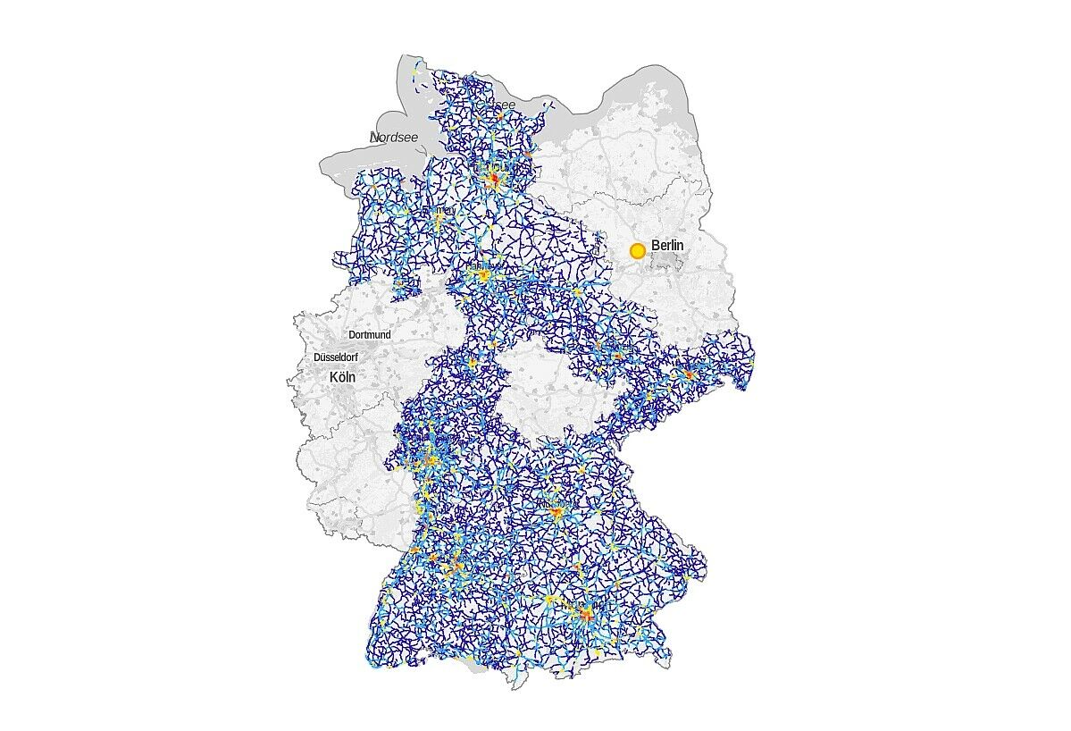 Noch fehlen große Teile des deutschen Verkehrsnetzes im Unfallatlas des Statistischen Bundesamtes