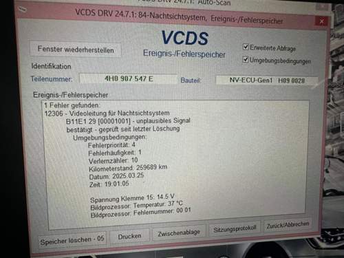 Fehlermeldung Nightvision