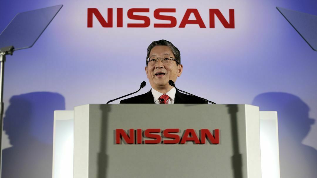 Nissan-Vorstand Toshiyuki Shiga stellte in Yokohama die Quartalszahlen Juli-September vor.