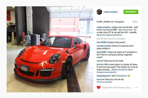 Magnus Walker ließ seine Fans kurze Zeit nach dem Unfall wissen, dass es ihm gut geht