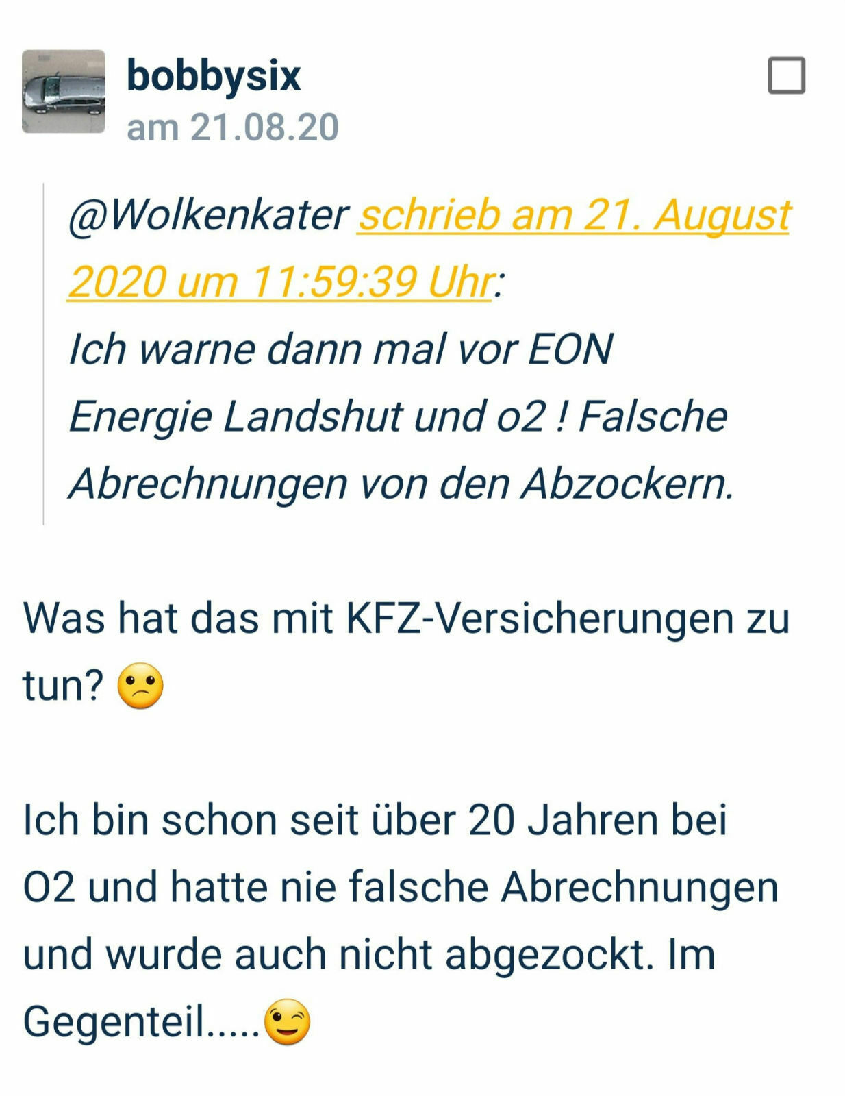Nur mal ein Denkanstoß über unsere FOH