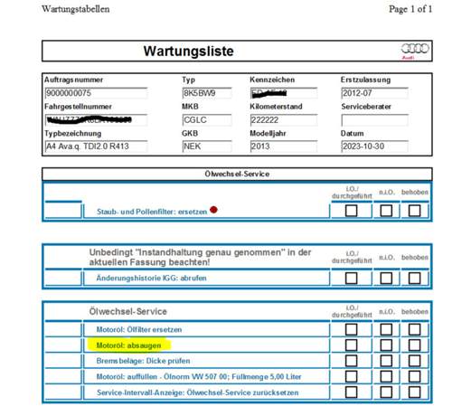 Wartungsliste