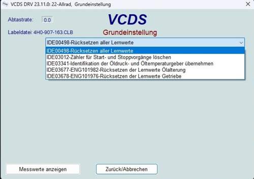 VCDS Stg.22 Grundeinstellung