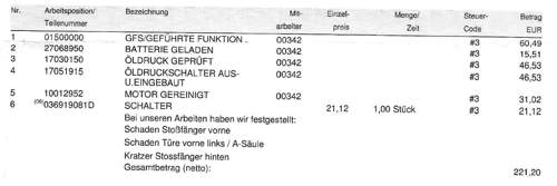 Rechnung 1. Reparatur