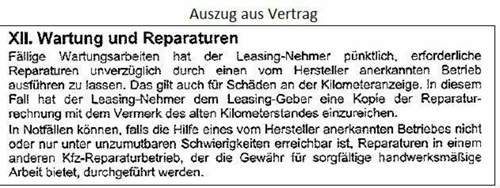 Auszug aus Vertrag