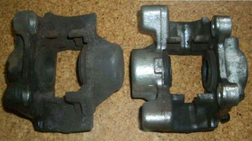 Bremszange hinten alt und neu